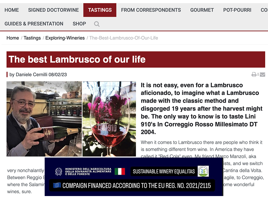 Doctor Vino: “The Best Lambrusco of our Lifetime.” 97 points for the Lini 910 Lambrusco Metodo&nbsp;Classico.